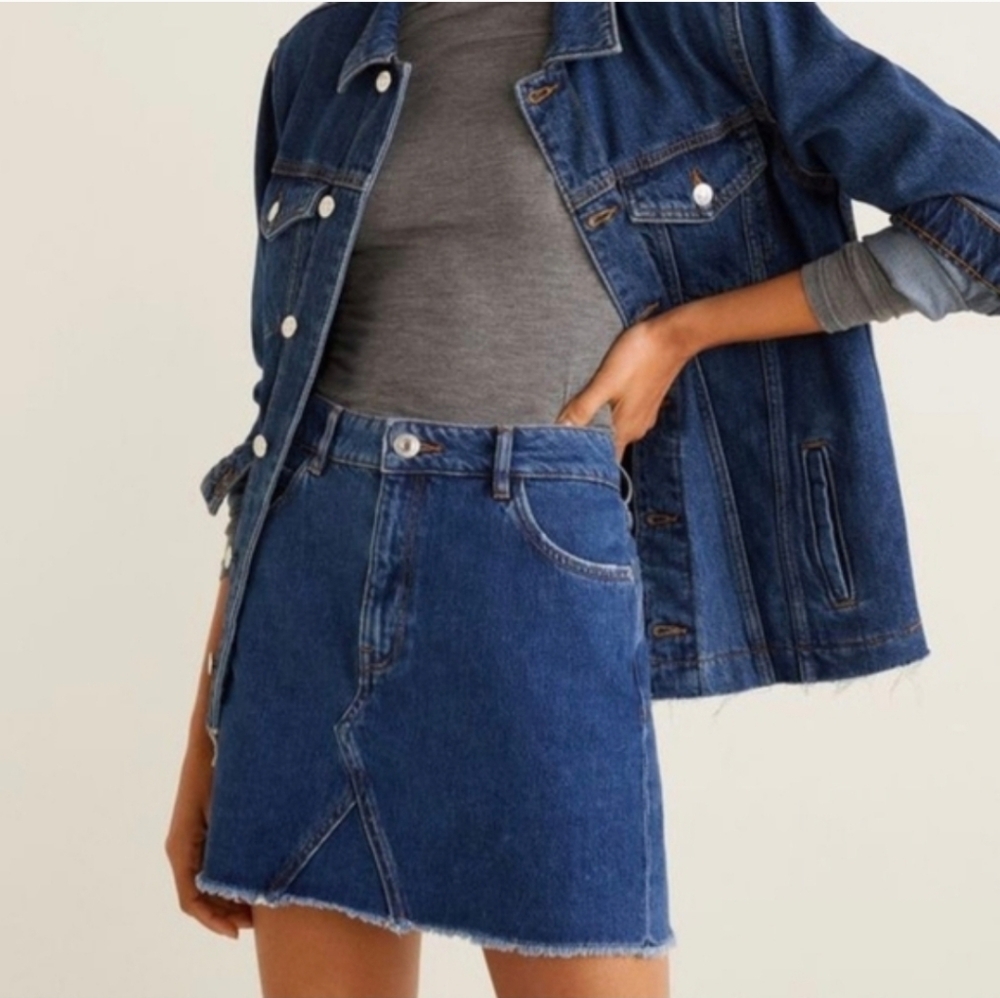 MANGO Denim Mini Skirt Womens XXS 100% cotton